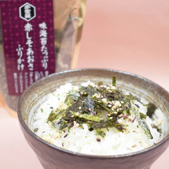 赤しそあおさふりかけとご飯
