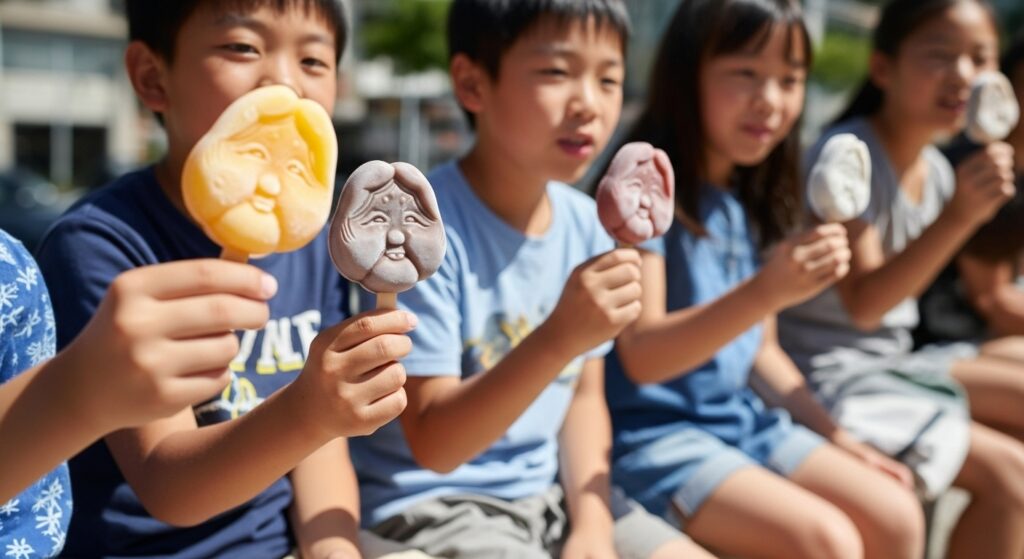 アイスを持つ子供たち